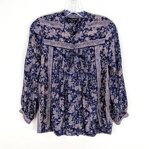 Lucky Brand | Blue Boho Print Blouse - E75